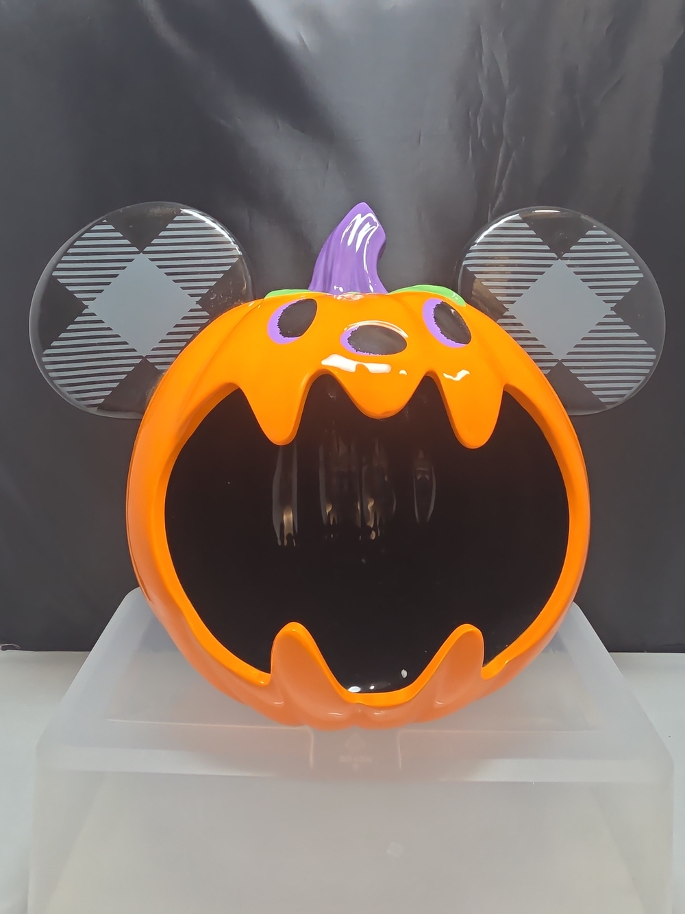 2021 Disney Store Mickey Mouse Jack-o'-Lantern Halloween Candy Bowl 13"
